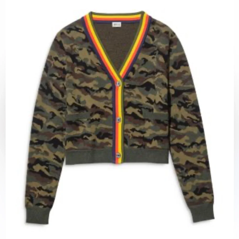 Kule The Jane Cardigan Camo Wool Blend Sweater Small